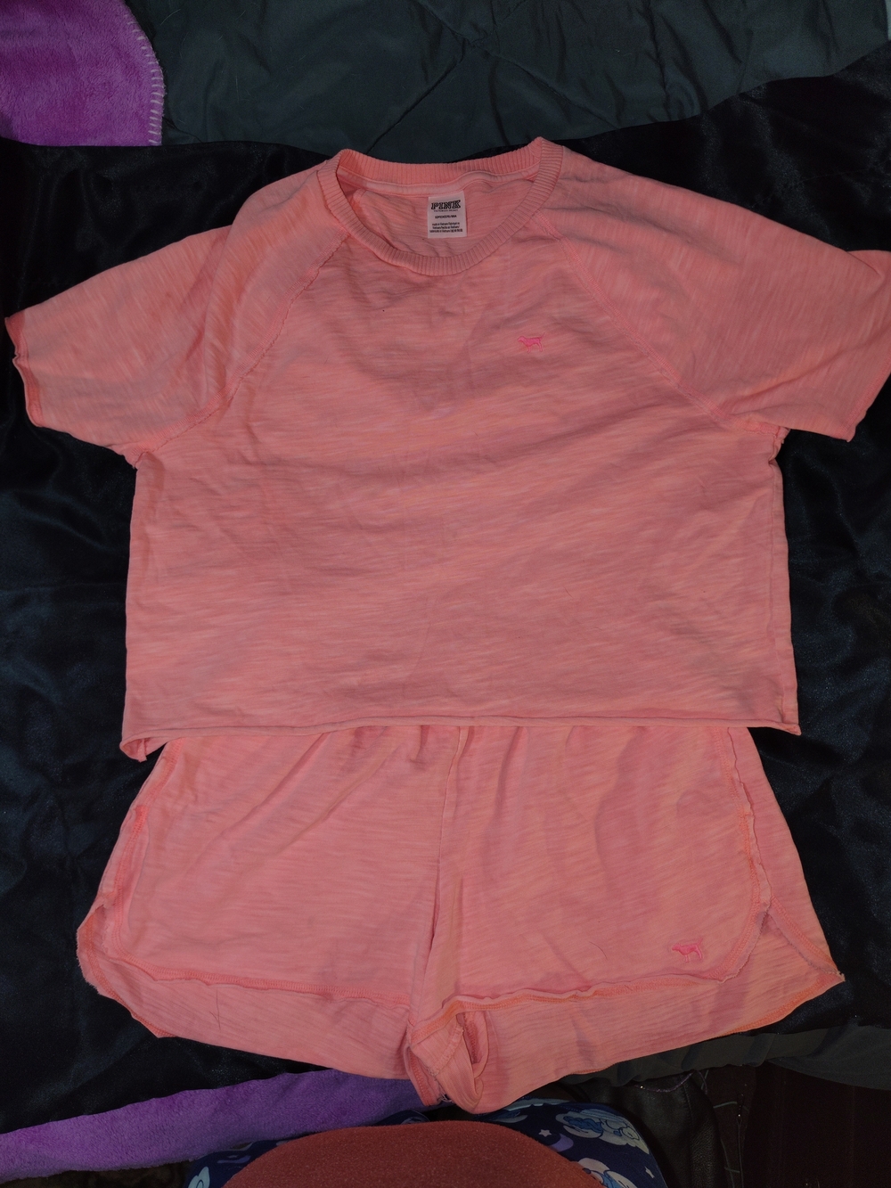 PINK Victoria's Secret Peach-Pink Short Sleeve Kids Pajama Set